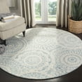 thumbnail image 1 of SAFAVIEH Abstract Tobon Geometric Circles Area Rug, Ivory/Blue, 6' x 6' Round, 1 of 8