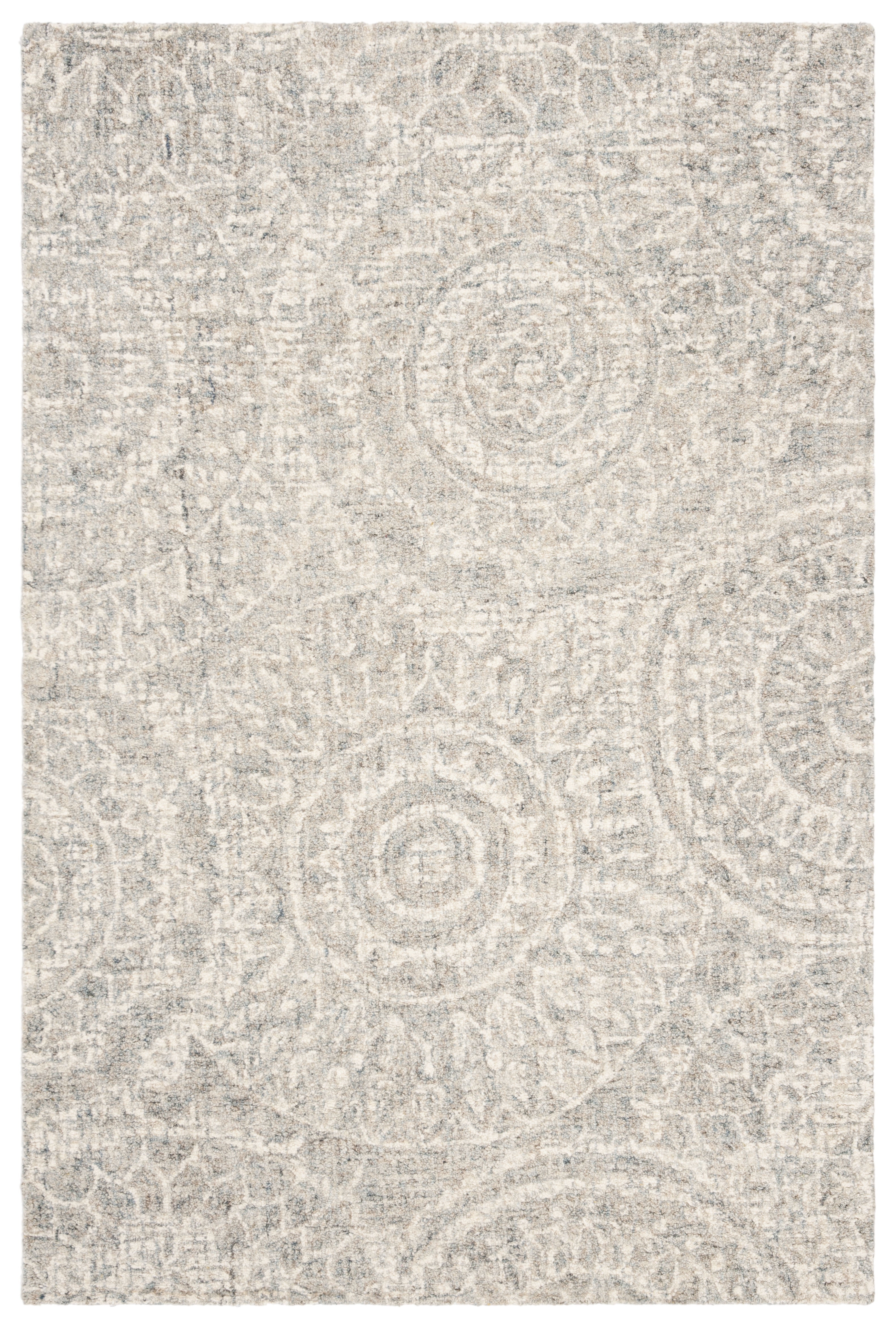 Gray Handmade Abstract Tufted Wool Area Rug 2' x 3'