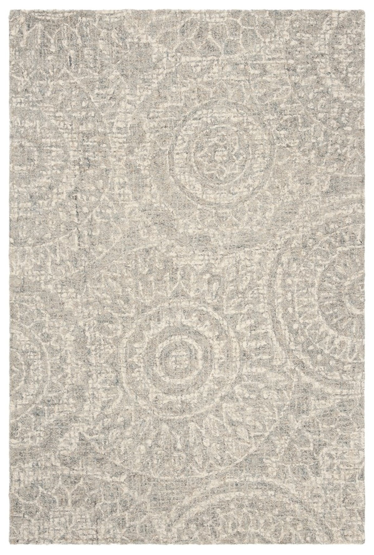 Ivory and Gray Handmade Wool Tufted Abstract 3' x 5' Rug