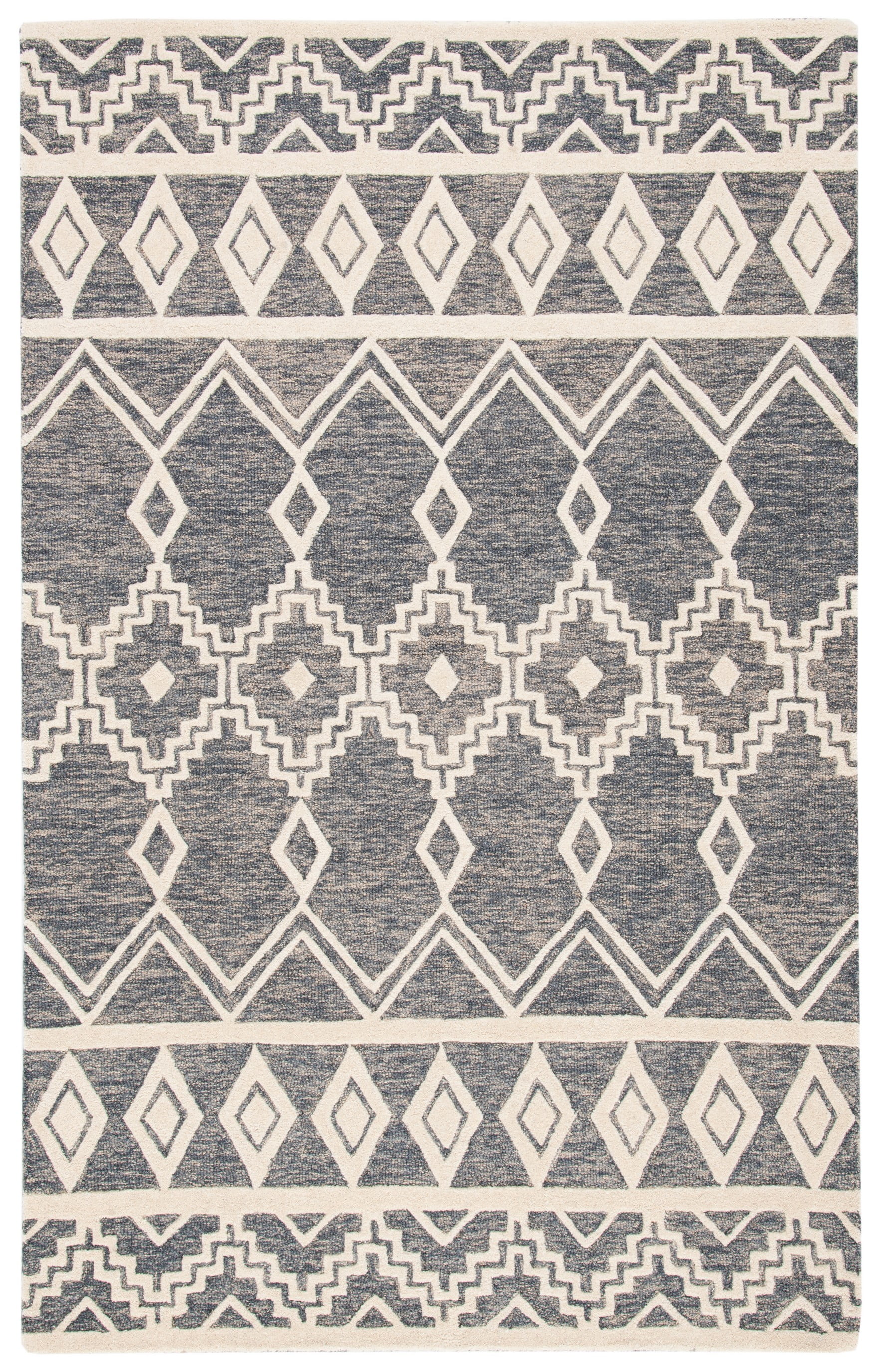 SAFAVIEH Abstract Torrey Geometric Wool Area Rug, Grey/Ivory, 5' x 8 ...