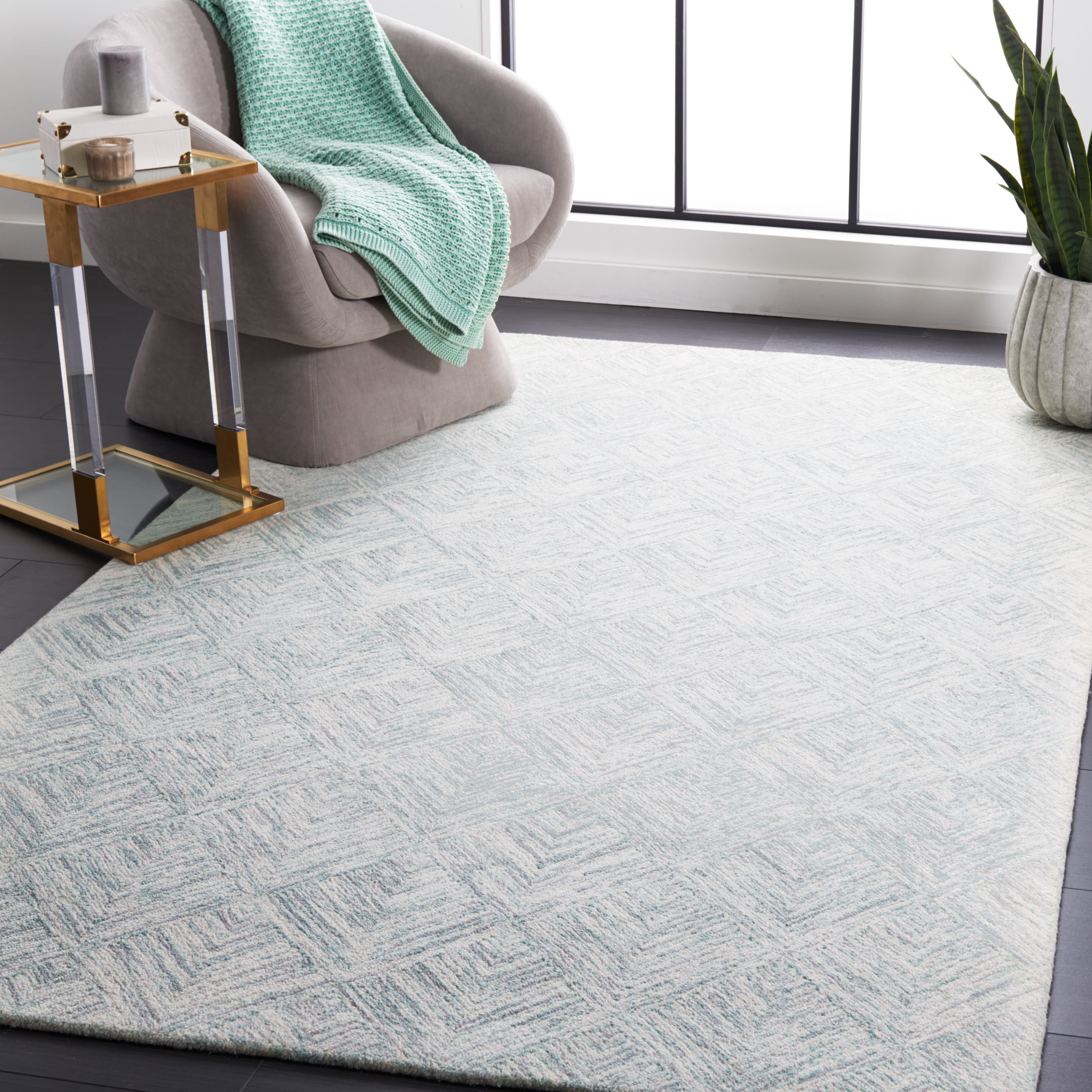 SAFAVIEH Abstract Trent Geometric Area Rug, Gray/Turquoise, 8' x 10'