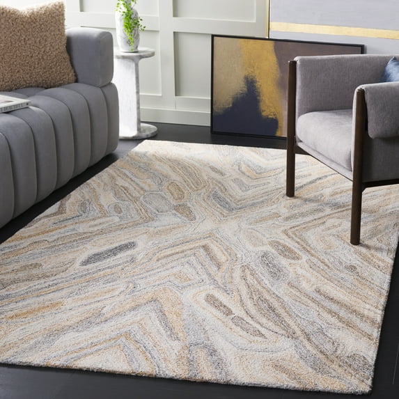 SAFAVIEH Abstract Tyler Geometric Area Rug, Gray/Rust, 4' x 6'