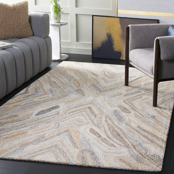 SAFAVIEH Abstract Tyler Geometric Area Rug, Gray/Rust, 4' x 6'
