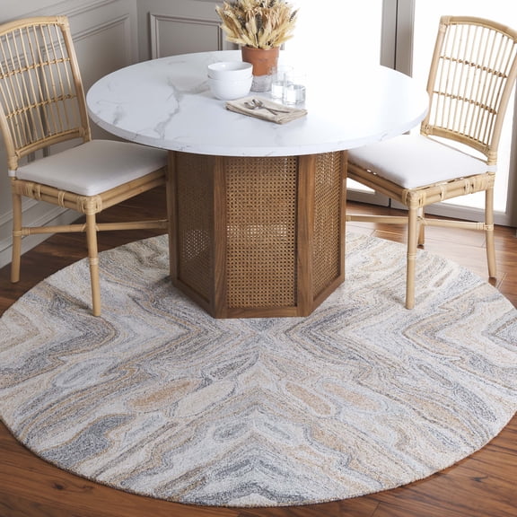 SAFAVIEH Abstract Tyler Geometric Area Rug, Gray/Rust, 6' x 6' Round