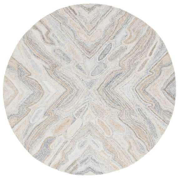 SAFAVIEH Abstract Tyler Geometric Area Rug, Grey/Rust, 6' x 6' Round