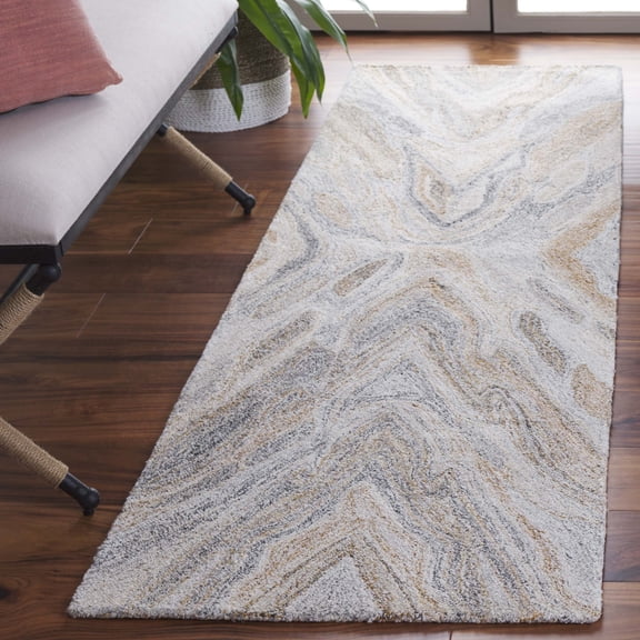 SAFAVIEH Abstract Tyler Geometric Runner Rug, Gray/Rust, 2'3" x 8'