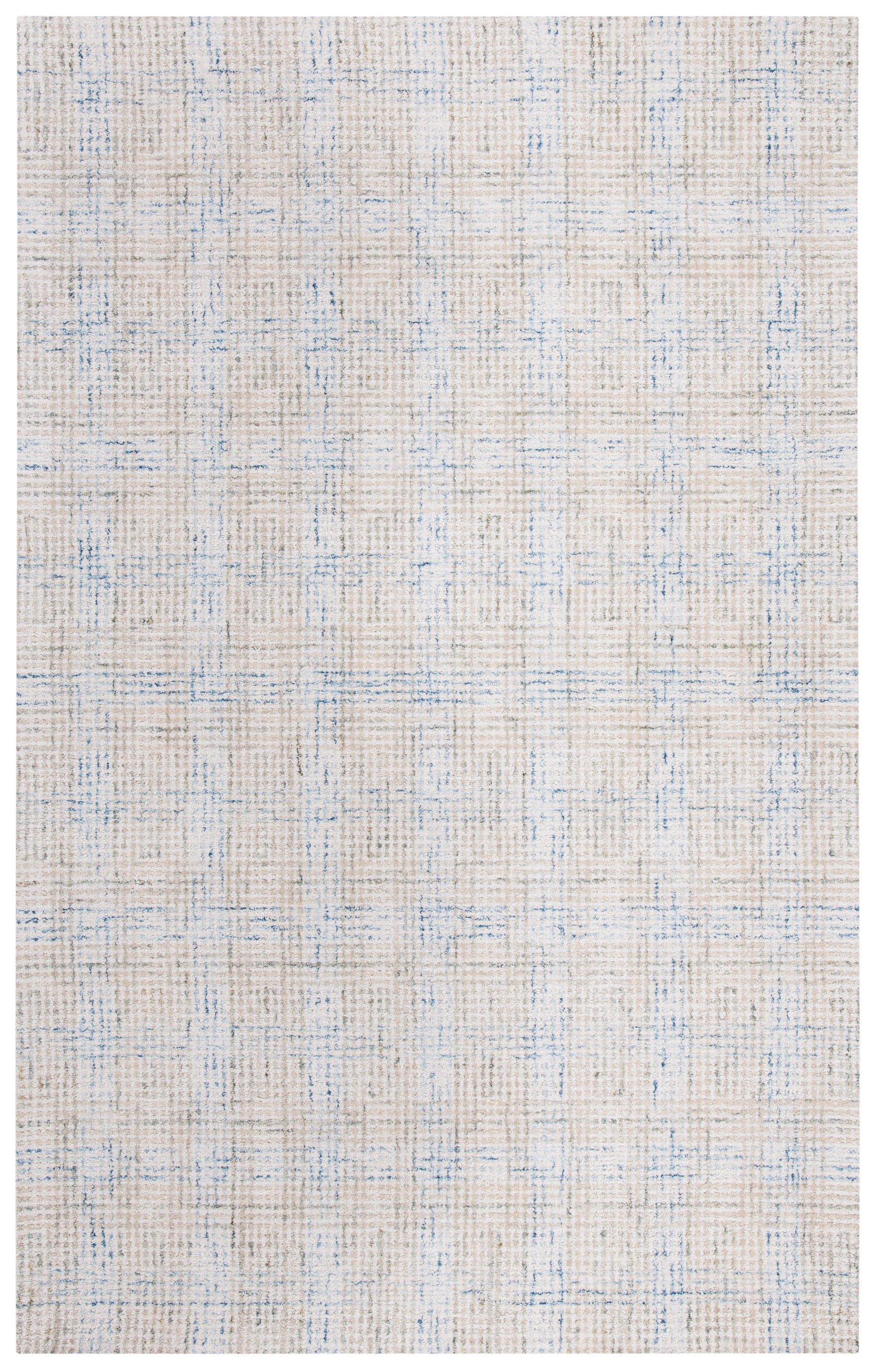 Ivory Abstract Tufted Wool Rectangular Area Rug, 4' x 6'