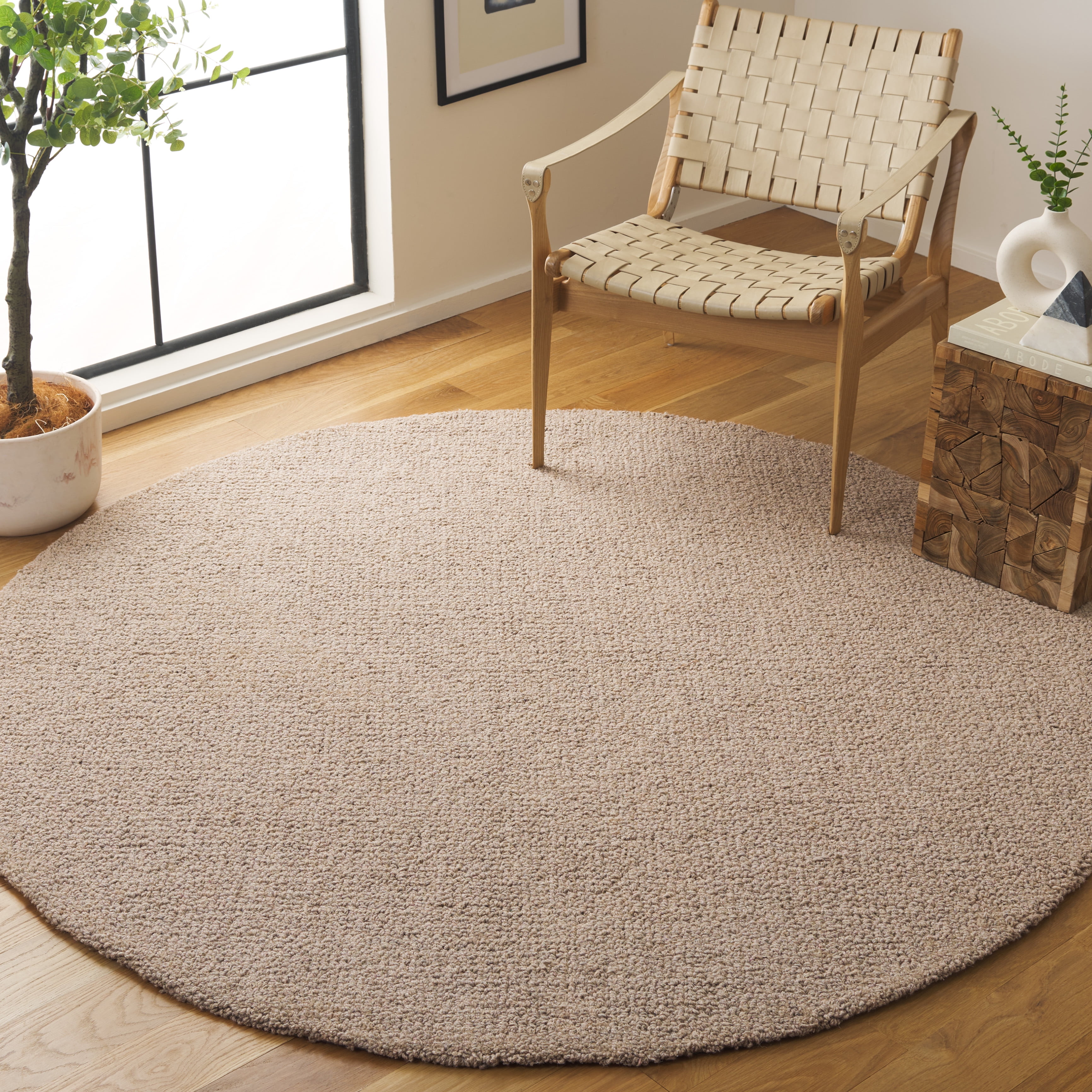 SAFAVIEH Abstract Virginia Solid Area Rug, Light Brown, 6' x 6' Round