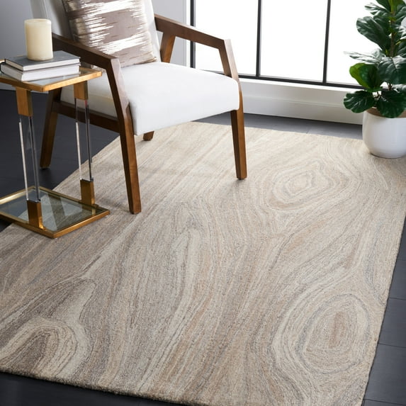 SAFAVIEH Abstract Xanthia Abstract Wool Area Rug, Beige/Gray, 6' x 6' Square