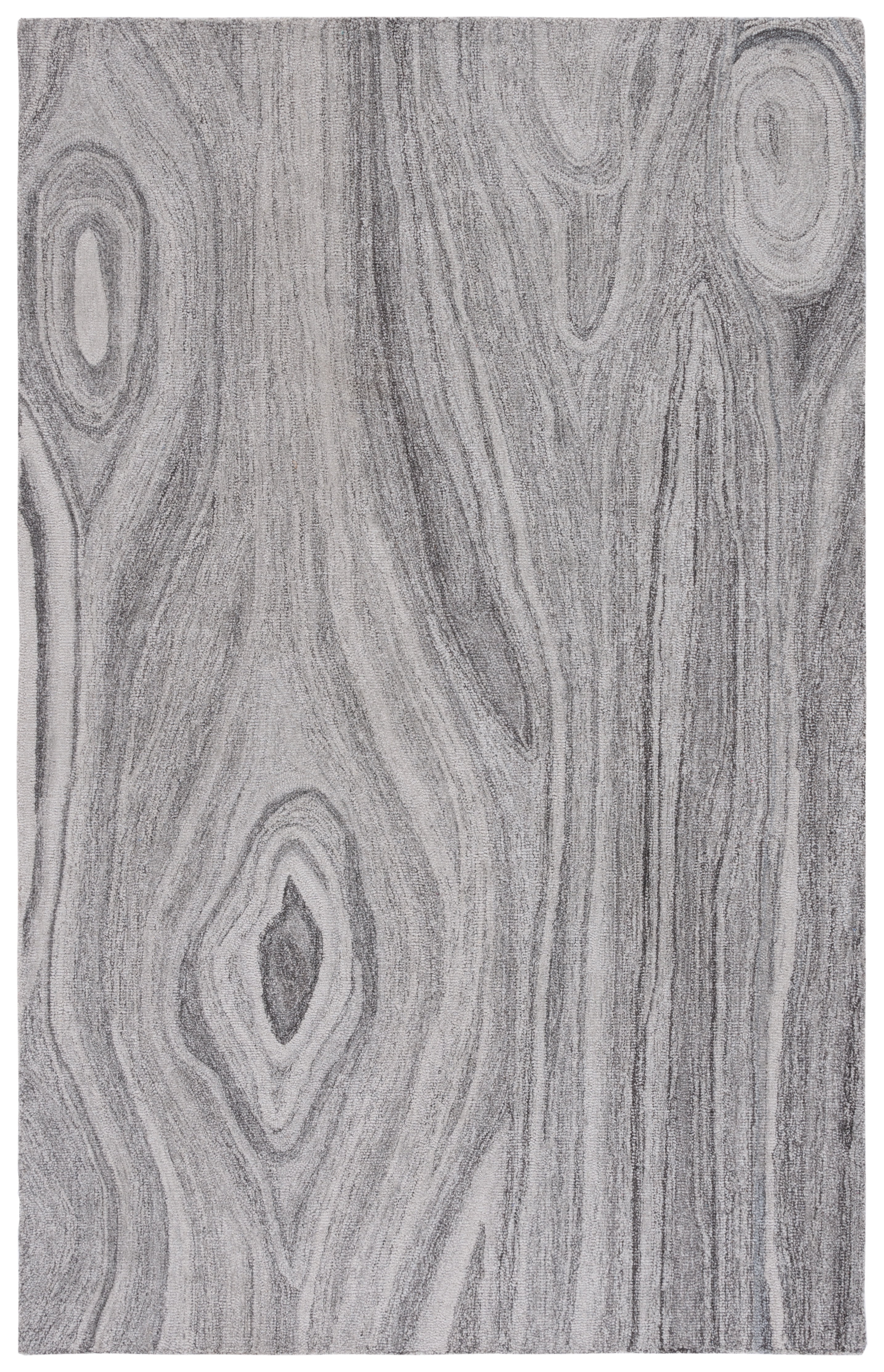 Gray Abstract Handmade Wool Round Tufted Rug, 6' x 9'