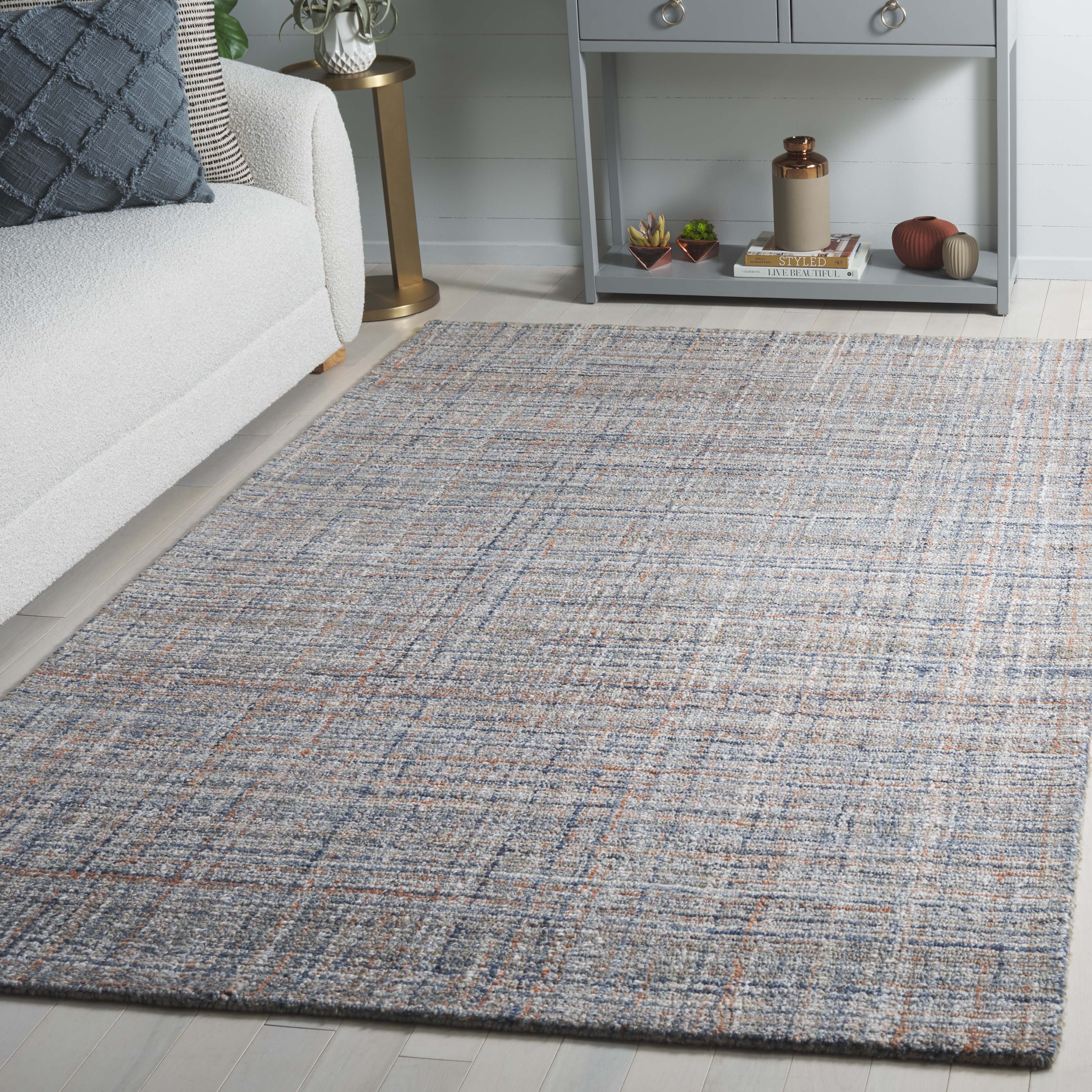 SAFAVIEH Abstract Yorick Striped Polyester Area Rug, Blue/Gray, 6' x 6' Square
