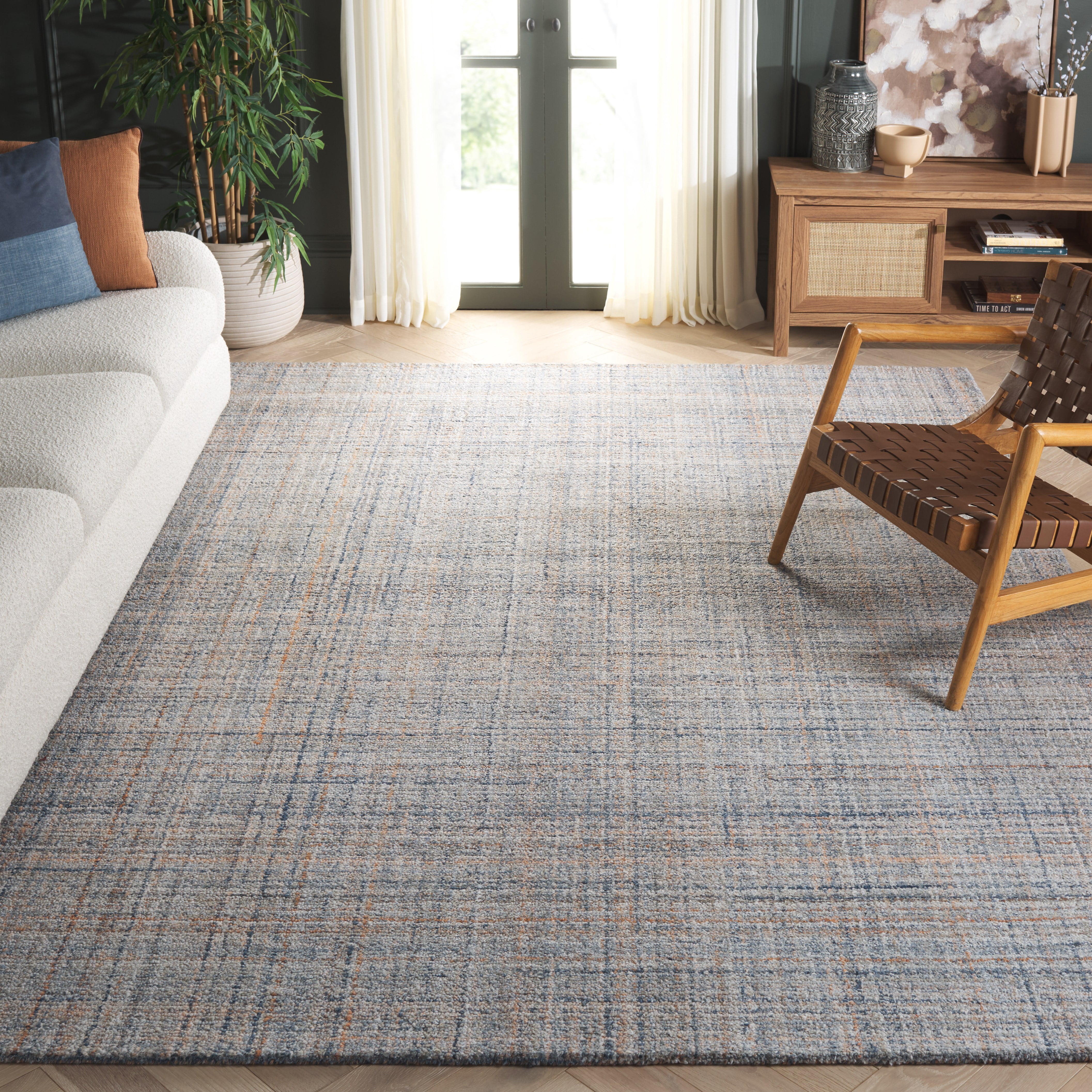 SAFAVIEH Abstract Yorick Striped Polyester Area Rug, Blue/Gray, 8' x 10'