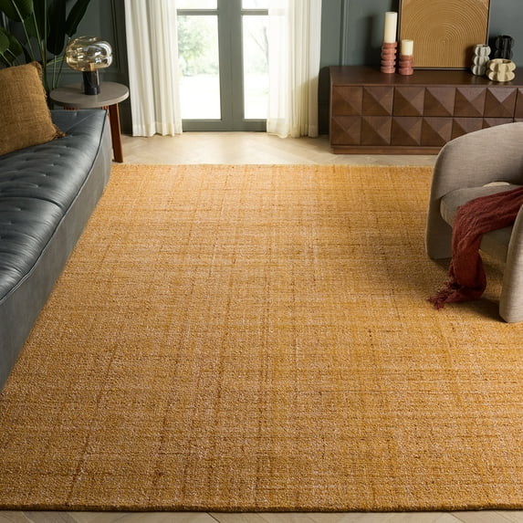 SAFAVIEH Abstract Yorick Striped Polyester Area Rug, Gold/Ivory, 4' x 6'