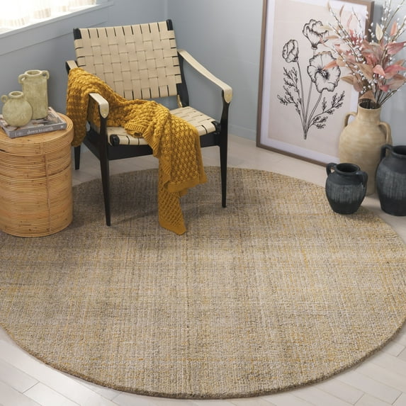 SAFAVIEH Abstract Yorick Striped Polyester Area Rug, Light Green/Beige, 6' x 6' Round