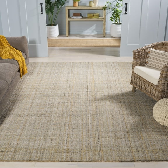 SAFAVIEH Abstract Yorick Striped Polyester Area Rug, Light Green/Beige, 8' x 10'