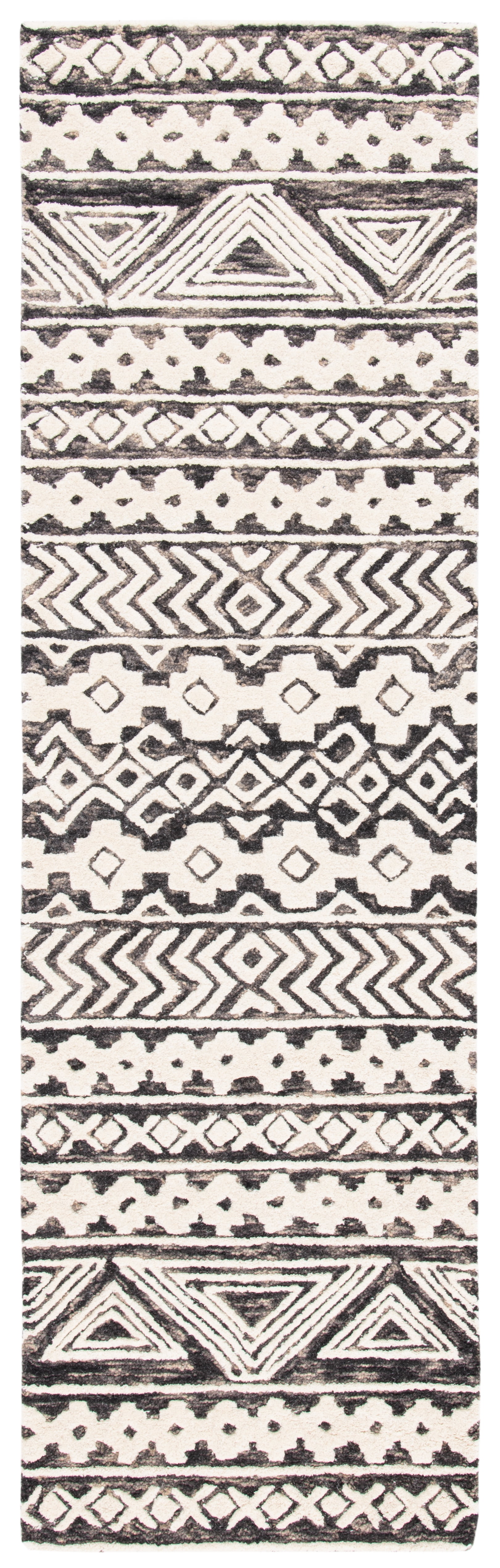 Gray Handmade Tufted Wool Abstract Rug, 27" x 8"