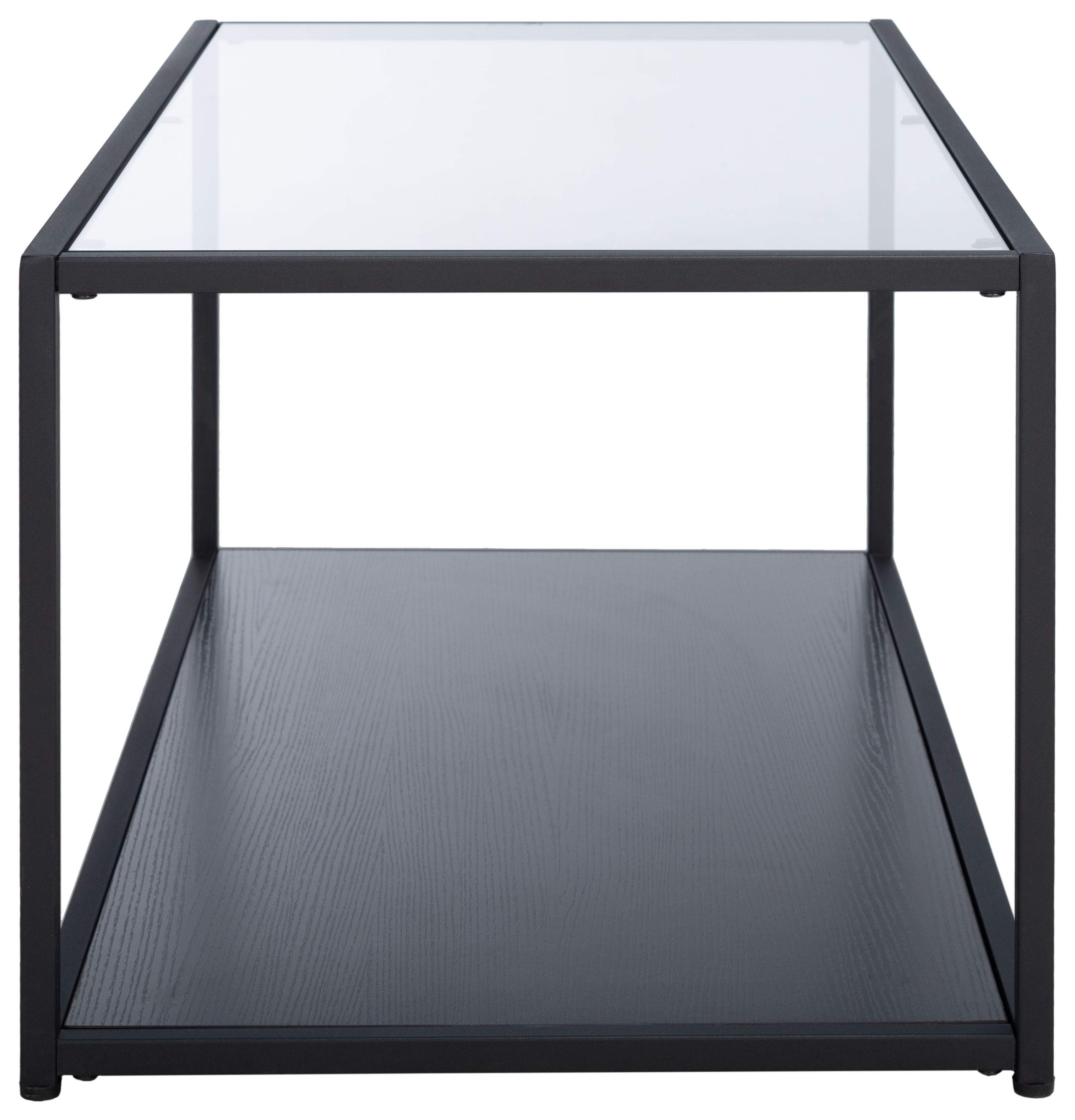 SAFAVIEH Ackley Contemporary Solid Coffee Table, Black with Glass Top (39.4 in. W x 19.7 in. D x 16.5 in. H)