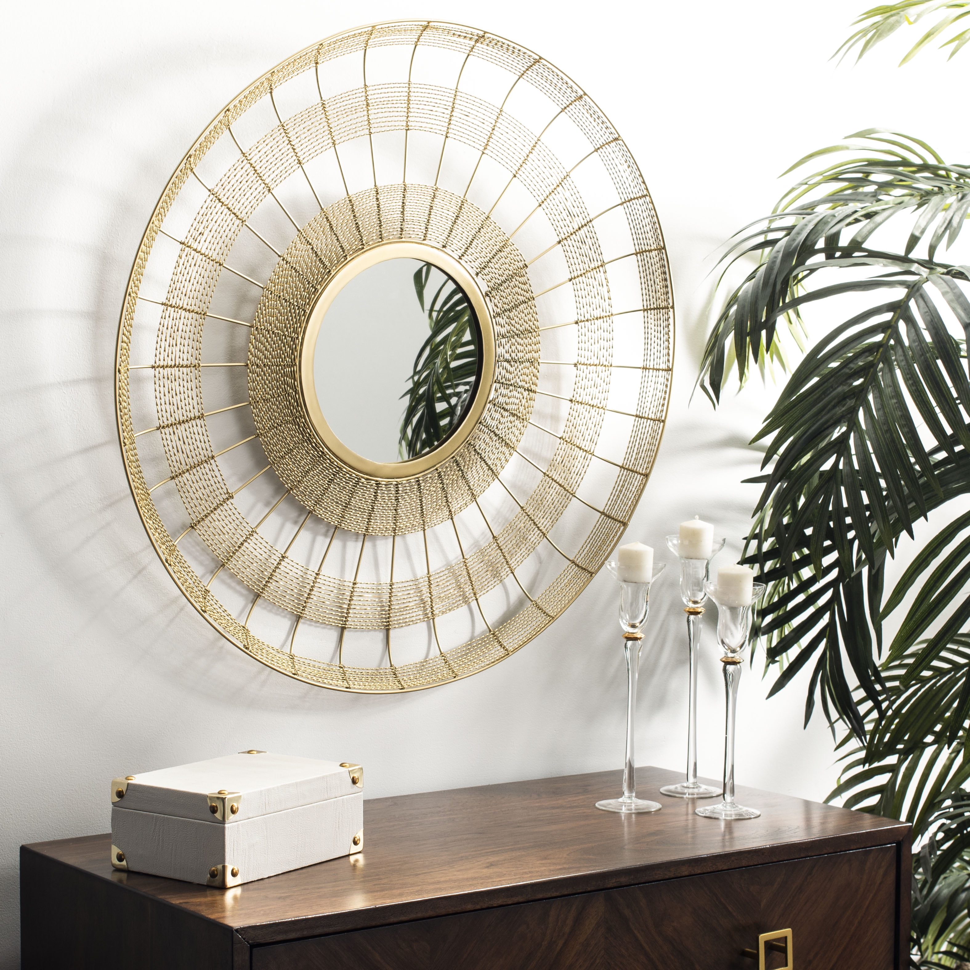 28" Gold Contemporary Iron Wire Frame Mirror