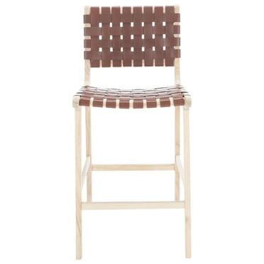SAFAVIEH Adah Leather Counter Stool, Cognac/Nautral (19.7 in. W x 20.1 in. D x 40.7 in. H)