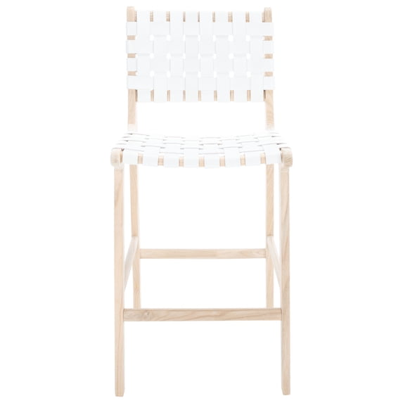 SAFAVIEH Adah Leather Counter Stool, White/Beige