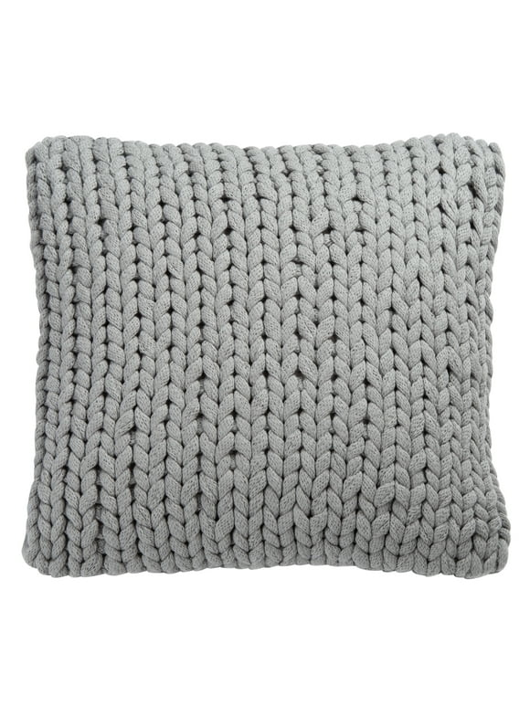 SAFAVIEH Adalina Solid Knitted Accent Pillow, 20" x 20", Grey