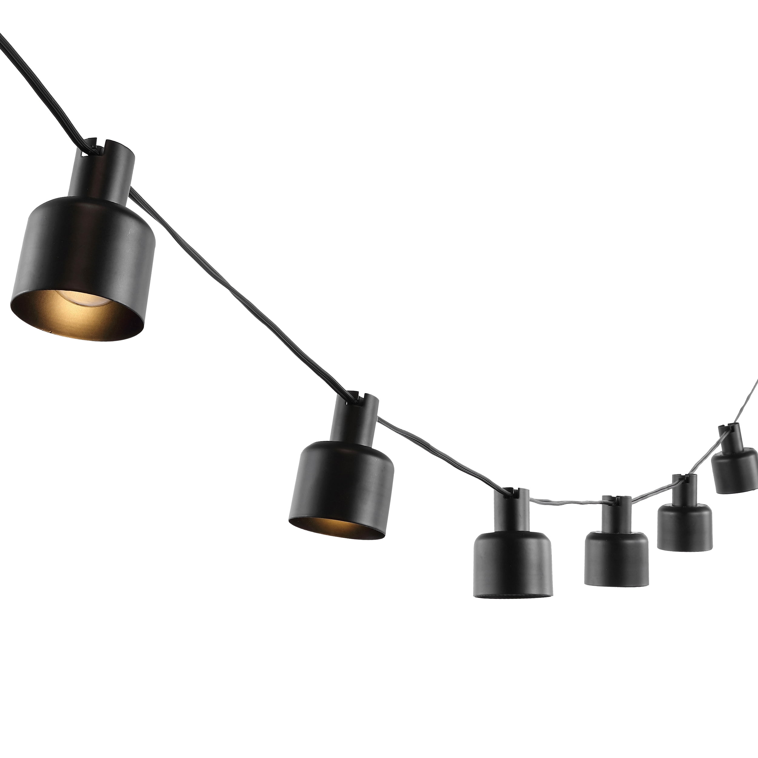 SAFAVIEH Adaner 10-Light G40 Black Plastic Outdoor String Light with Black Shade