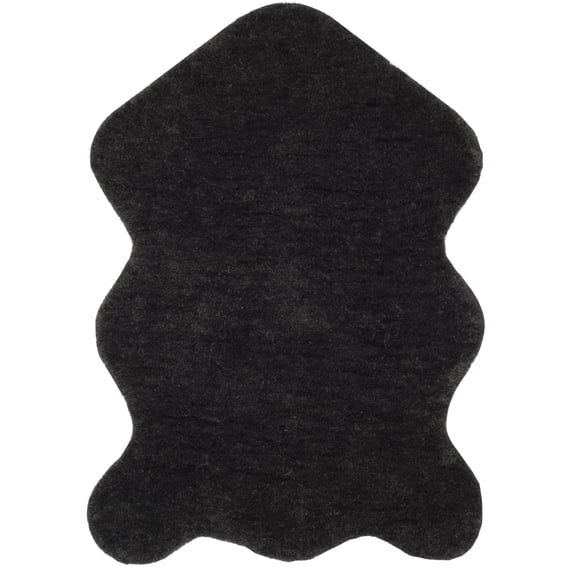 SAFAVIEH Addie Solid Plush Polyester Sheep Shag Area Rug, Charcoal, 2'6" x 4'