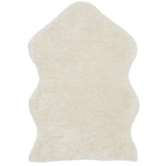 SAFAVIEH Addie Solid Plush Polyester Sheep Shag Area Rug, Ivory, 2' x 3'