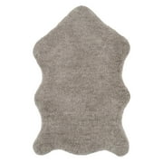 SAFAVIEH Addie Solid Plush Polyester Sheep Shag Area Rug, Silver, 3' x 5'