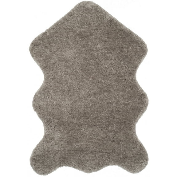 SAFAVIEH Addie Solid Plush Polyester Sheep Shag Area Rug, Silver, 4' x 6'