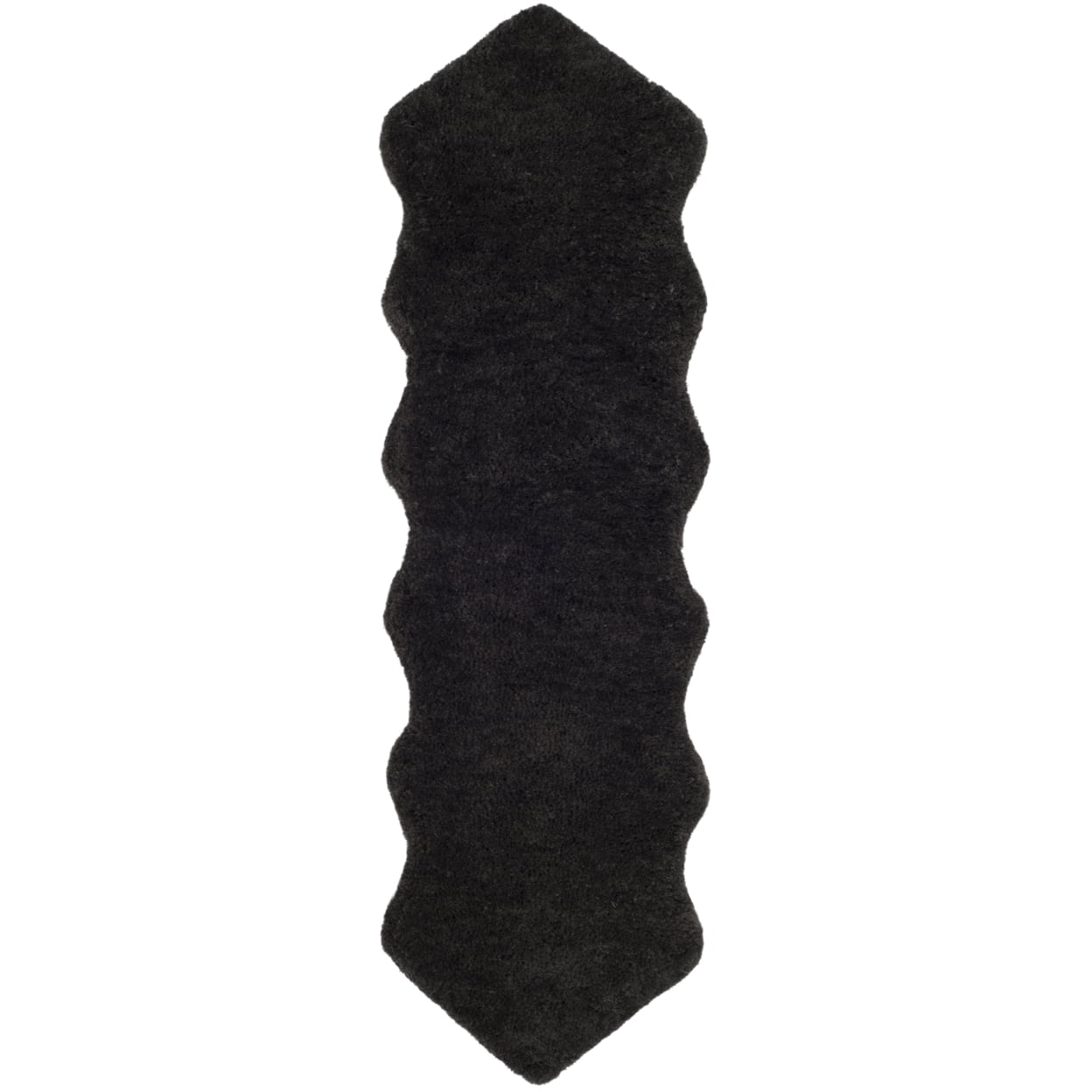 SAFAVIEH Sheep Addie Solid Plush Polyester Shag Runner Rug, Charcoal, 2'3" x 8'