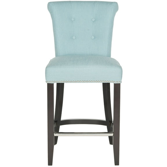 SAFAVIEH Addo Classic Glam Ring Counter Stool with Footrest, Sky Blue