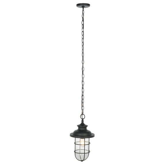 SAFAVIEH Adelle A19 Black Steel Pendant Light with Black Shade