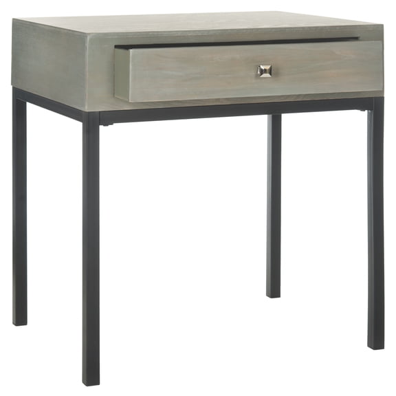 SAFAVIEH Adena Solid Rustic End Table with Storage Drawer, French Grey