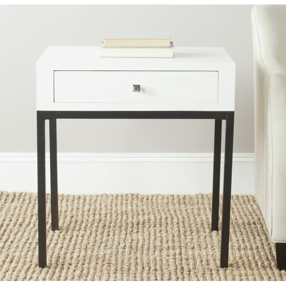 SAFAVIEH Adena Solid Rustic End Table with Storage Drawer, White