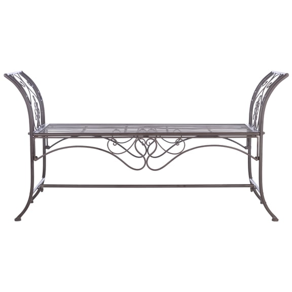 SAFAVIEH Adina Outdoor Patio Wrought Iron Garden Bench, Rustic Brown
