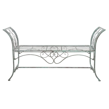 SAFAVIEH Adina Outdoor Wrought Iron Garden Bench, Antique Green