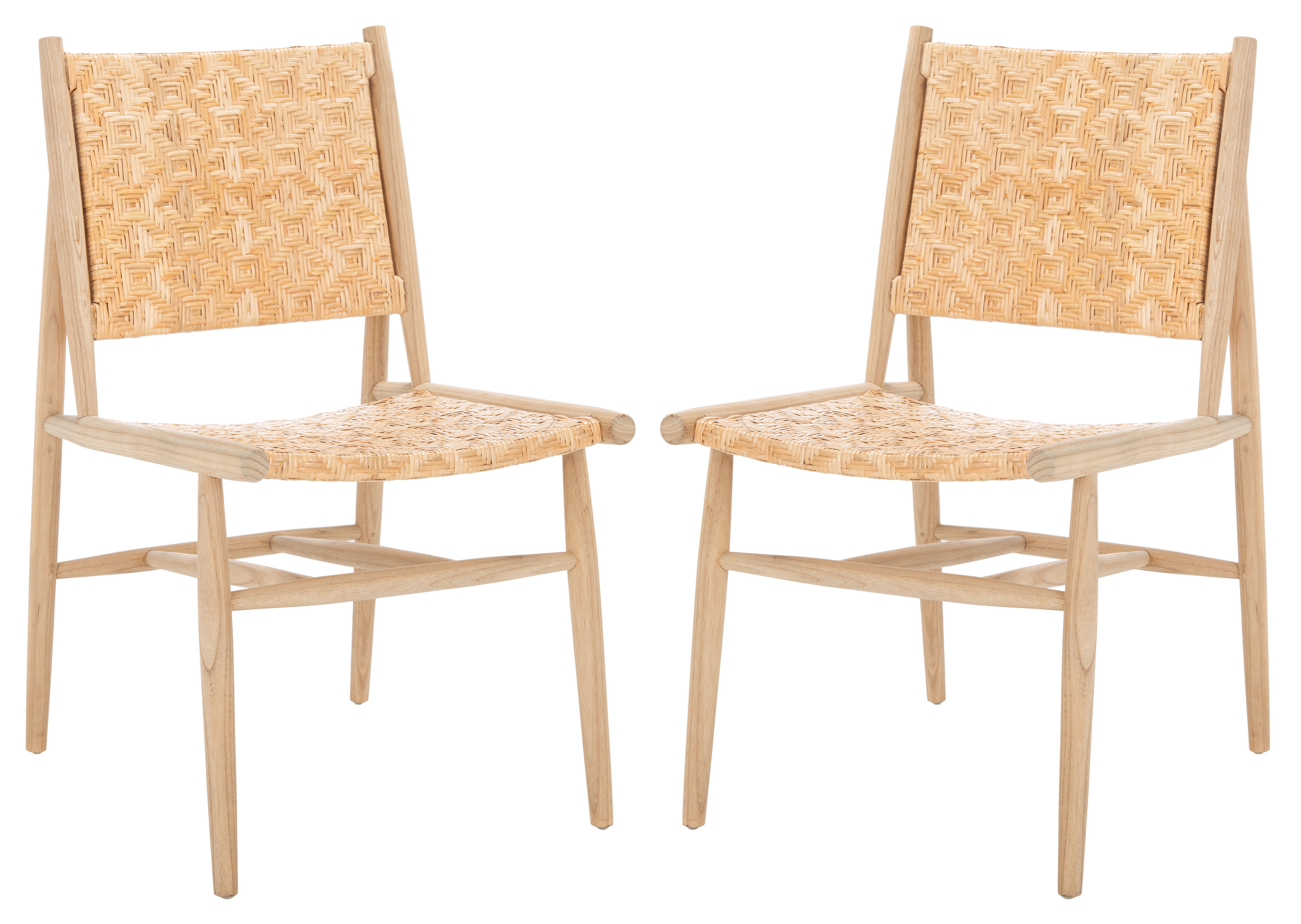 Scandinavian-Inspired Tropical Touch Rattan & Cane Side Chair in Brown