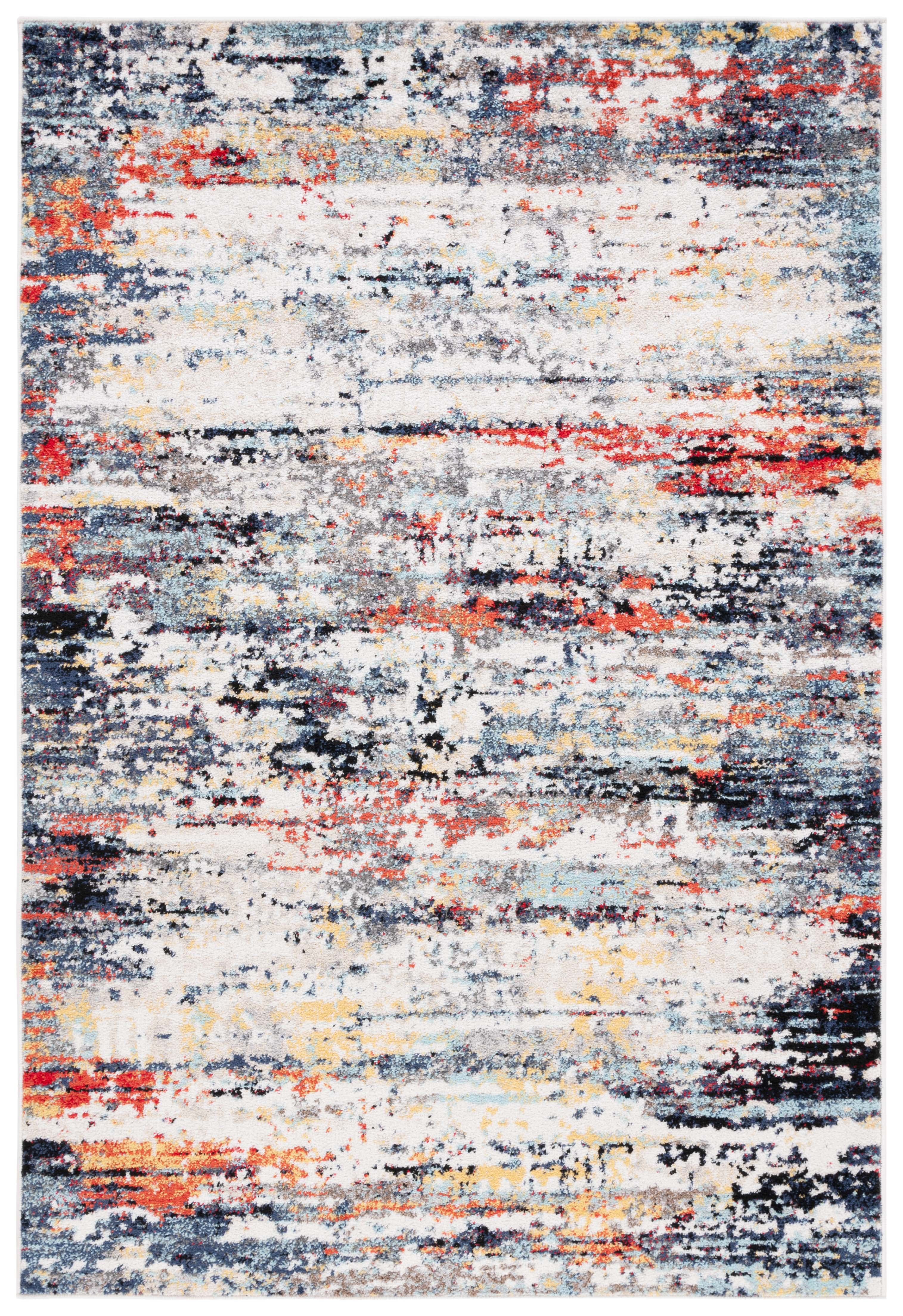 SAFAVIEH Adirondack Aldous Abstract Area Rug, Ivory/Navy Rust, 5'1" x 7'6"
