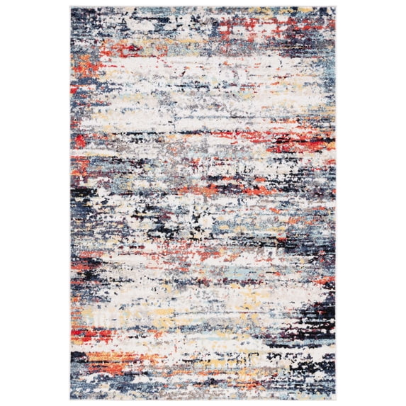 SAFAVIEH Adirondack Aldous Abstract Area Rug, Ivory/Navy Rust, 6' x 6' Square