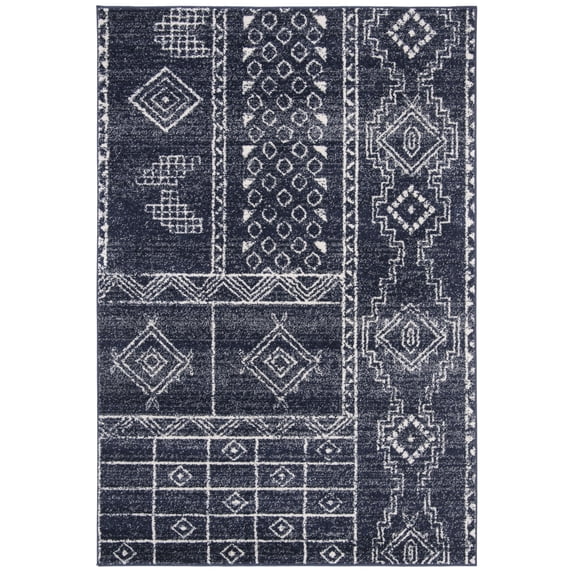 SAFAVIEH Adirondack Algernon Geometric Area Rug, Navy/Silver, 6' x 6' Square