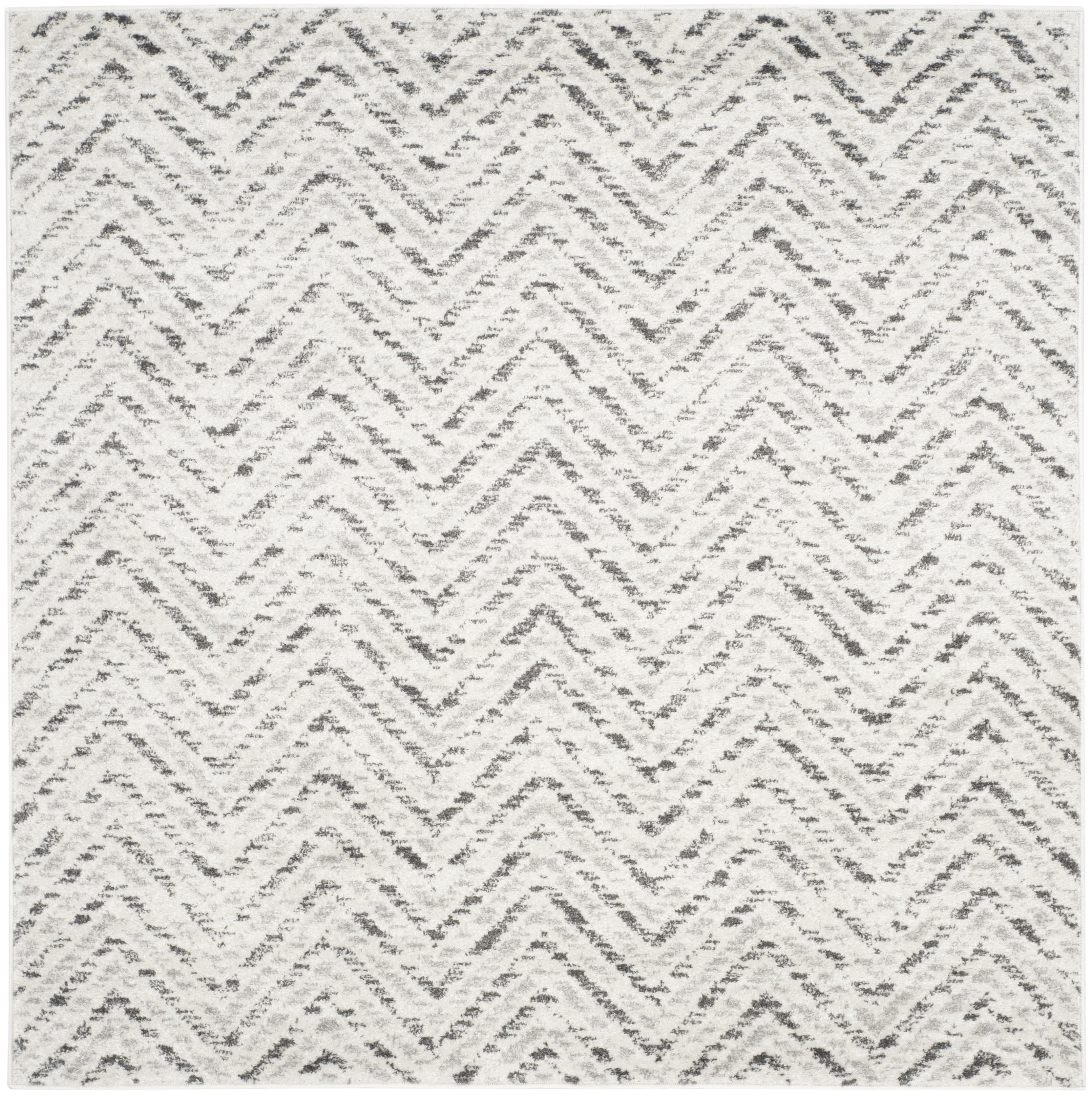 SAFAVIEH Adirondack Altan Striped Area Rug, Ivory/Charcoal, 8' x 8' Square