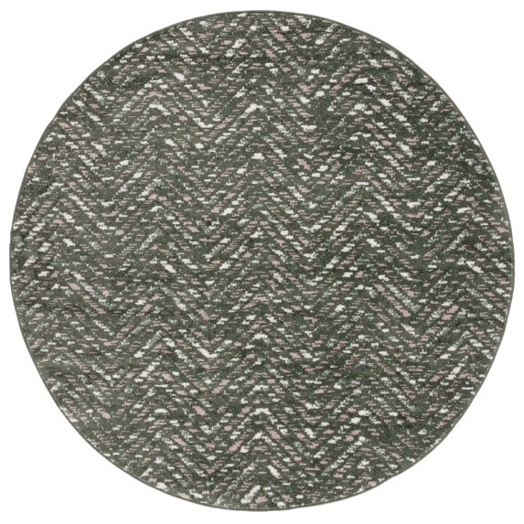 SAFAVIEH Adirondack Altan Striped Area Rug, Dark Green/Ivory, 6' x 6' Round