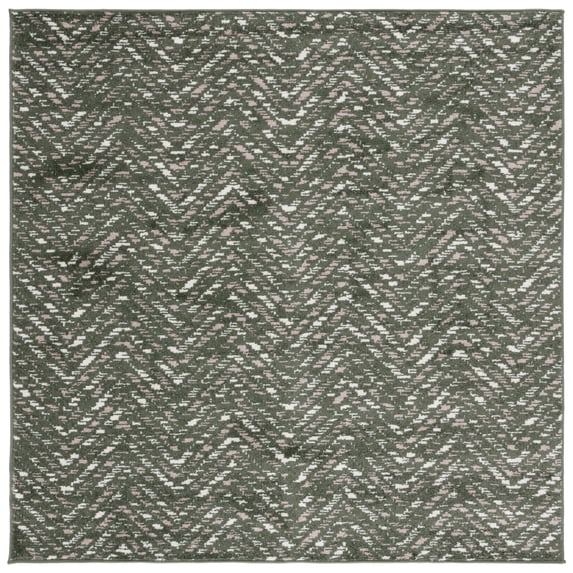 SAFAVIEH Adirondack Altan Striped Area Rug, Dark Green/Ivory, 6' x 6' Square
