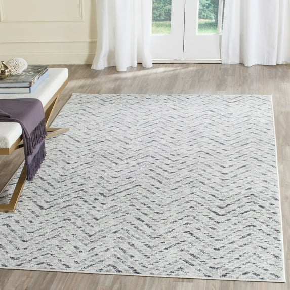 SAFAVIEH Adirondack Altan Striped Area Rug, Ivory/Charcoal, 4' x 4' Square