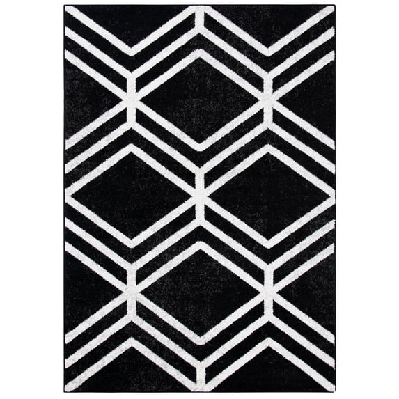SAFAVIEH Adirondack Bailey Geometric Area Rug, Black/Ivory, 4' x 6'