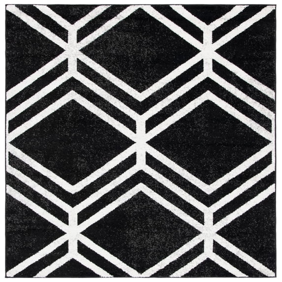 SAFAVIEH Adirondack Bailey Geometric Area Rug, Black/Ivory, 6' x 6' Square