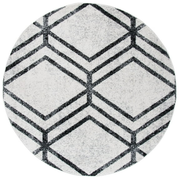 SAFAVIEH Adirondack Bailey Geometric Area Rug, Ivory/Charcoal, 4' x 4' Round