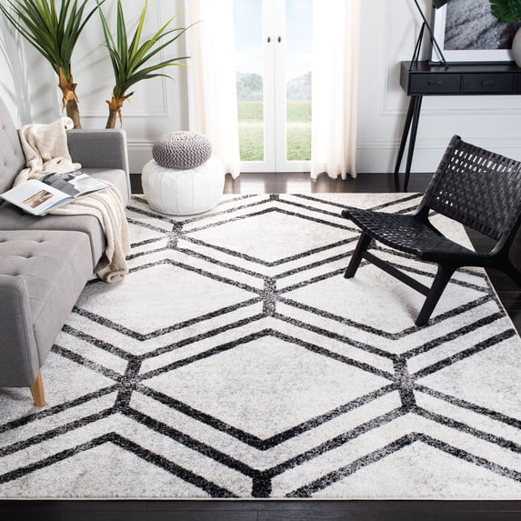 SAFAVIEH Adirondack Bailey Geometric Area Rug, Ivory/Charcoal, 4' x 6'