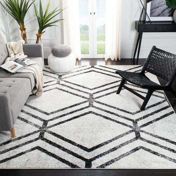 SAFAVIEH Adirondack Bailey Geometric Area Rug, Ivory/Charcoal, 8' x 10'